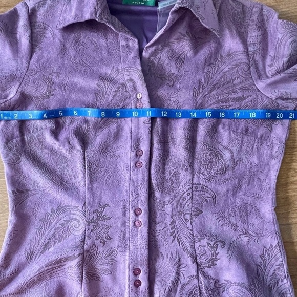 NWT Lemon Grass Studio Women's Medium Classic Purple Button Down Shirt - Picture 4 of 6